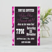 Camouflage Pink & Black Geburtstagsparty Einladung (Stehend Vorderseite)