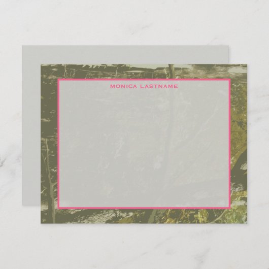 Camouflage & Pink Personalisiert Flat Notecard Mitteilungskarte (Vorne/Hinten)