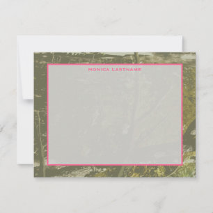 Camouflage & Pink Personalisiert Flat Notecard Mitteilungskarte