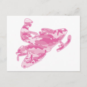Camouflage Pink Sled auf Schwarz Postkarte