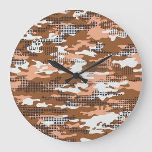 Camouflage Polka Dot: Abstrakt Nahtlos. Große Wanduhr