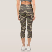 Camouflage Print, Green Brown Camouflage Muster ku Capri Leggings (Rückseite)