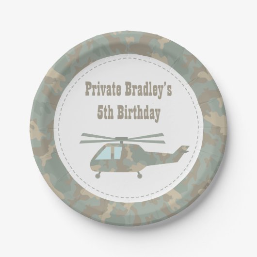 Camouflage Print Helicopter Army Boys Geburtstagsp Pappteller (Vorderseite)