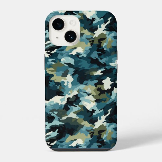 Camouflage Print iPhone 14 Fall Hülle (Rückseite)