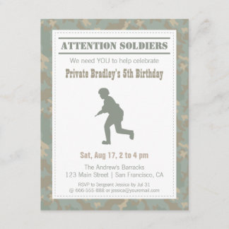 Camouflage Print Soldier Silhouette Army Geburtsta Einladung