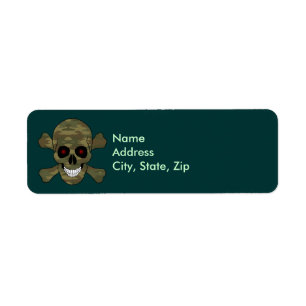 Camouflage Red Eye Skull Crossbones Adressenschild