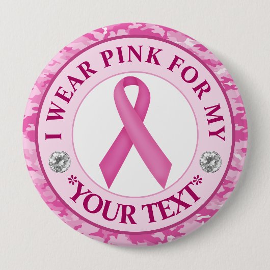 Camouflage Ribbon Breast Cancer Awareness Design Button (Vorderseite)