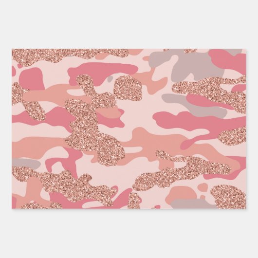 Camouflage Rose Gold Blush Pink Camouflage Arena M Geschenkpapier Set (Vorderseite)