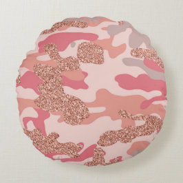 Camouflage Rose Gold Blush Pink Camouflage Arena M Rundes Kissen