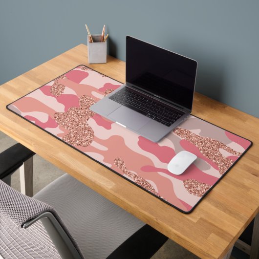 Camouflage Rose Gold Blush Pink Camouflage Arena M Schreibtischunterlage (Büro 2)