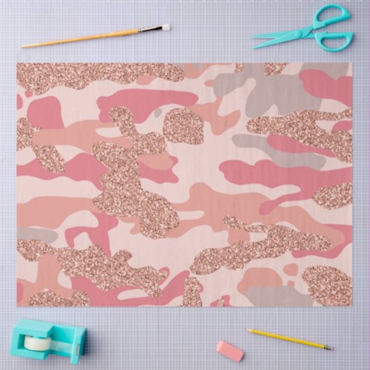 Camouflage Rose Gold Blush Pink Camouflage Arena M Seidenpapier (Basteln)