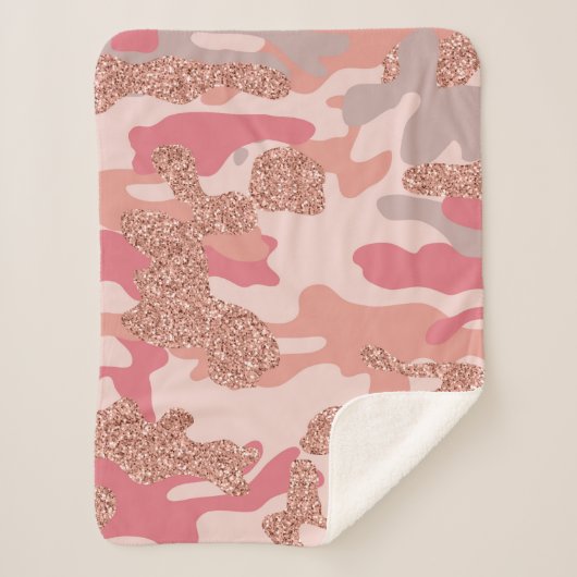 Camouflage Rose Gold Blush Pink Camouflage Arena M Sherpadecke (Vorderseite)