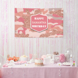Camouflage Rose Gold Blush Pink Camouflage Army Ge Banner