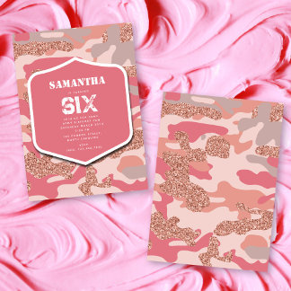 Camouflage Rose Gold Blush Pink Camouflage Army Ge Einladung