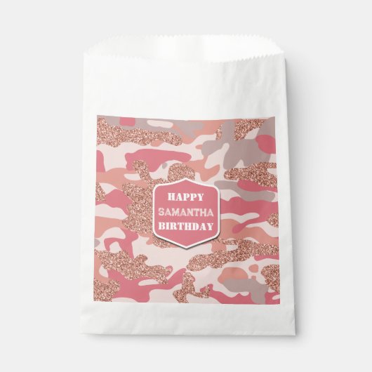 Camouflage Rose Gold Blush Pink Camouflage Army Ge Geschenktütchen (Vorderseite)