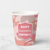Camouflage Rose Gold Blush Pink Camouflage Army Ge Pappbecher (Rückseite)
