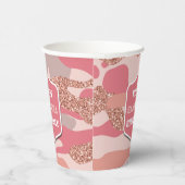 Camouflage Rose Gold Blush Pink Camouflage Army Ge Pappbecher (Rechts)