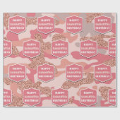 Camouflage Rose Gold Blush Pink Camouflage Geburts Geschenkpapier (Flach)