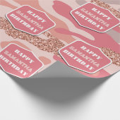 Camouflage Rose Gold Blush Pink Camouflage Geburts Geschenkpapier (Ecke)