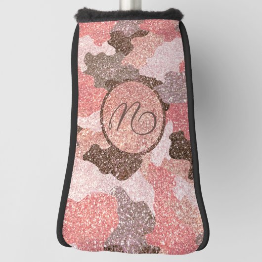 Camouflage Rose Gold Camouflage Glitzer Glam Monog Golf Headcover (Rotieren 90)