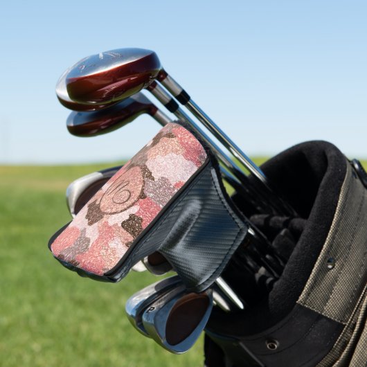 Camouflage Rose Gold Camouflage Glitzer Glam Monog Golf Headcover (In Situ)