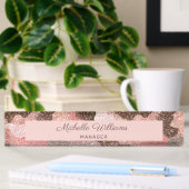 Camouflage Rose Gold Glitzer Modern Script Namensplakette
