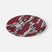 Camouflage Rot und Weiß Mädchen Pappteller (Schrägansicht)