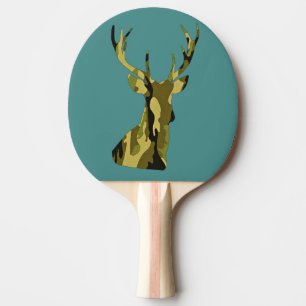 Camouflage-Rotwild-Kopf-SilhouettePing Pong Paddel Tischtennis Schläger