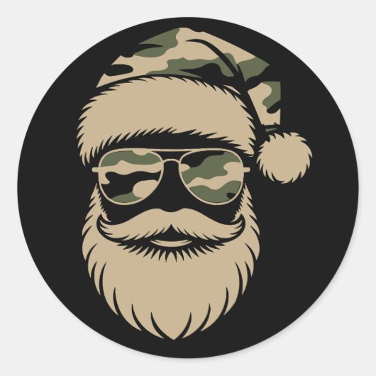Camouflage Santa Claus Sonnenbrille Xmas Camouflag Runder Aufkleber (Vorderseite)