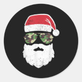 Camouflage Santa Claus Sungles Camouflage Weihnach Runder Aufkleber (Vorderseite)