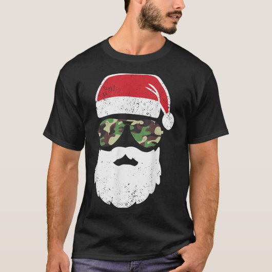 Camouflage Santa Claus Sungles Camouflage Weihnach T-Shirt (Vorderseite)