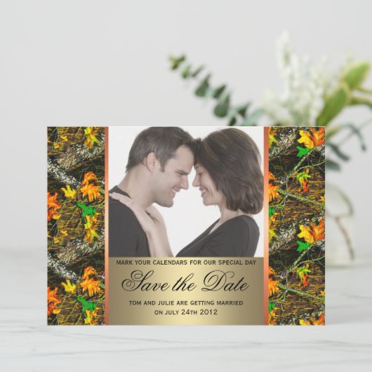 Camouflage Save the Date Foto (Stehend Vorderseite)