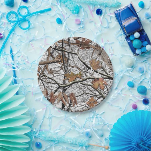 Camouflage-Schneepult 2 Pappteller (Party)