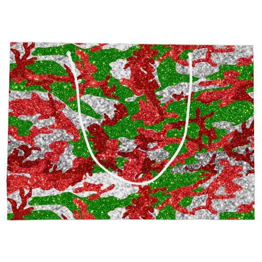 Camouflage Silver Xmas Muster Große Geschenktüte (Rückseite)