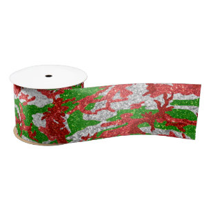 Camouflage Silver Xmas Muster Satinband