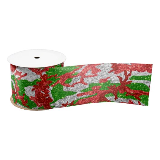 Camouflage Silver Xmas Muster Satinband (Spule)