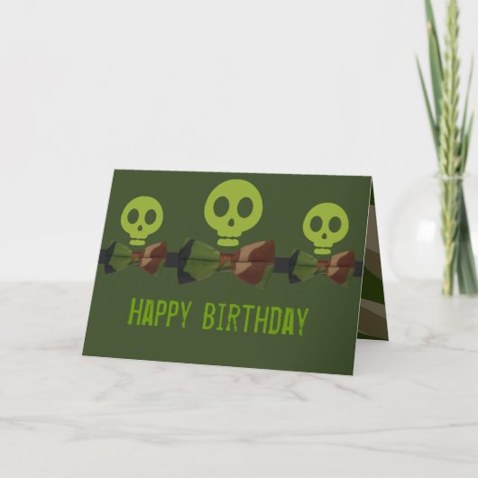 Camouflage Skeleton Geburtstag Karte (Vorderseite)