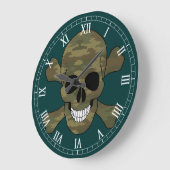 Camouflage Skull and Crossbone Roman Numerale Cloc Große Wanduhr (Winkel)