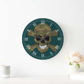 Camouflage Skull and Crossbone Roman Numerale Cloc Große Wanduhr (Zuhause)