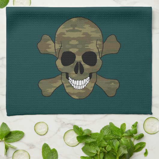 Camouflage Skull and Crossbones Küchentücher (Gefaltet)