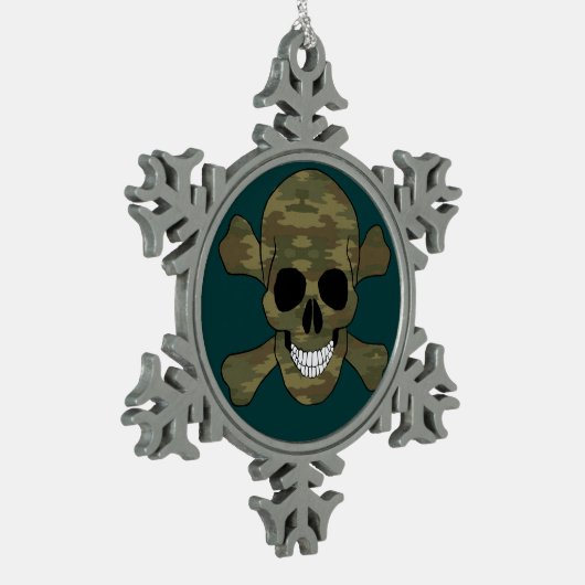 Camouflage Skull And Crossbones Snowflake Ornament (Links)