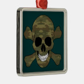 Camouflage Skull and Crossbones Square Ornament (Rechts)