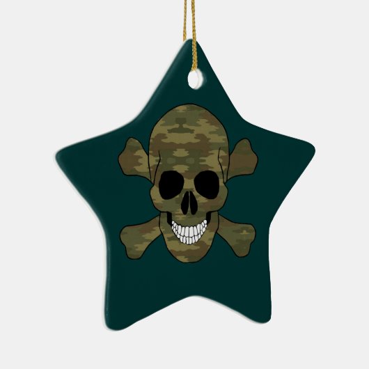 Camouflage Skull and Crossbones Star Ornament (Rechts)