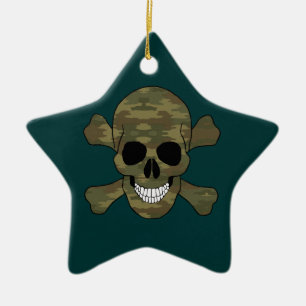 Camouflage Skull and Crossbones Star Ornament