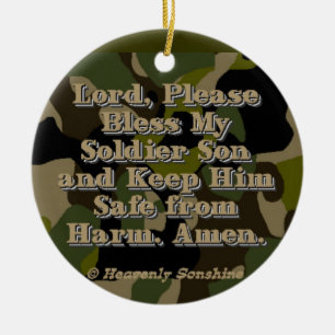 Camouflage Soldier Son Prayer Keramik Ornament