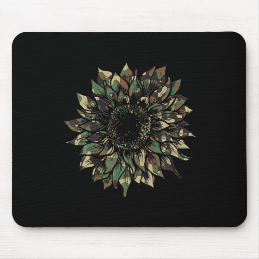 Camouflage Sonnenblumen Jagd Hippie Abenteuer Natu Mousepad (Vorne)