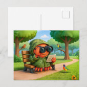 Camouflage Spy Crab Observing Park Surroundings Qu Postkarte (Vorne/Hinten)