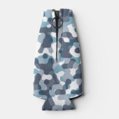 Camouflage Tarnmuster in blauen Tönen Flaschenkühler (Rückseite)
