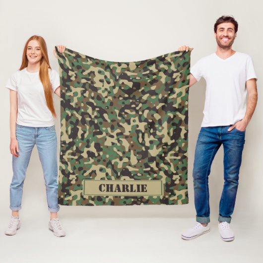 Camouflage Tarnmuster personalisierte Bezeichnung Fleecedecke (Beispiel)