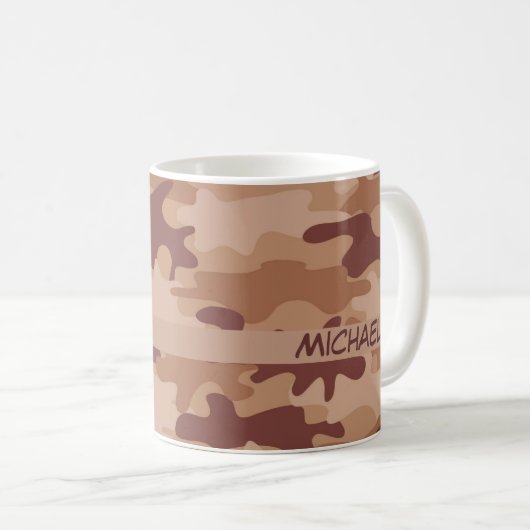 Camouflage-Tarnungs-Name Browns TAN personalisiert Kaffeetasse (VorderseiteRechts)